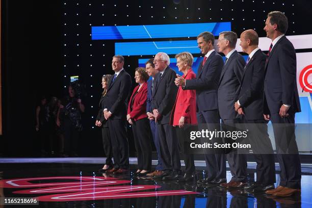 Democratic presidential candidates Marianne Williamson, , Rep. Tim Ryan , Sen. Amy Klobuchar , Indiana Mayor Pete Buttigieg, Sen. Bernie Sanders ,...