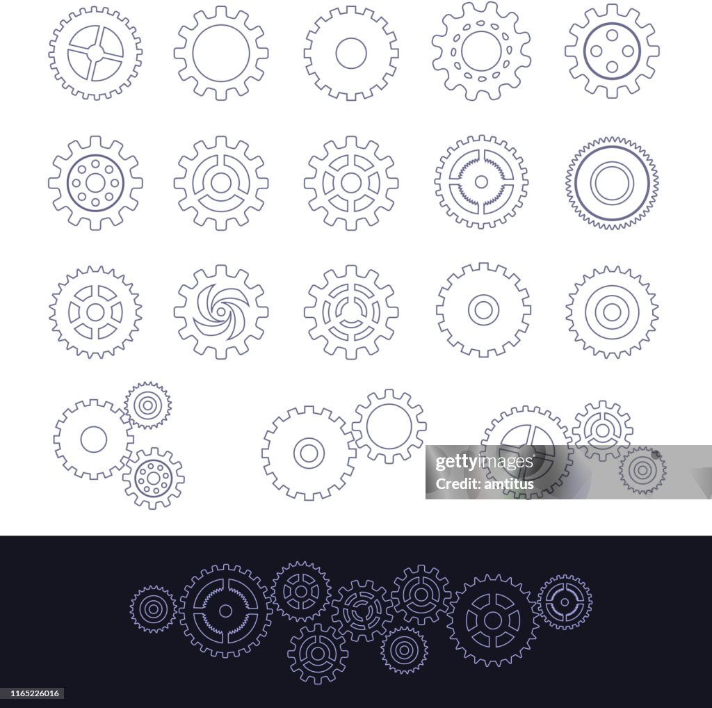 Outline Cogs Set High-Res Vector Graphic - Getty Images