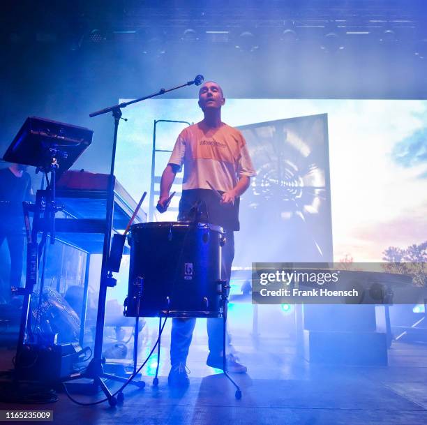 Singer Daniel Campbell Smith of the British band Bastille performs live on stage during the Energy Music Tour at the Kulturbrauerei on August 31,...