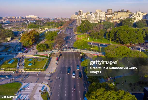 aerial view of figueroa alcorta avenue in buenos aires city, argentina - palermo buenos aires stock-fotos und bilder