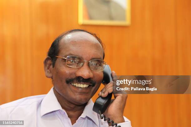 Dr K Sivan, Chairman of the Indian space agency, widely known as the Rocket Man of India celebrates the successful lift off of the Chandrayaan-2...