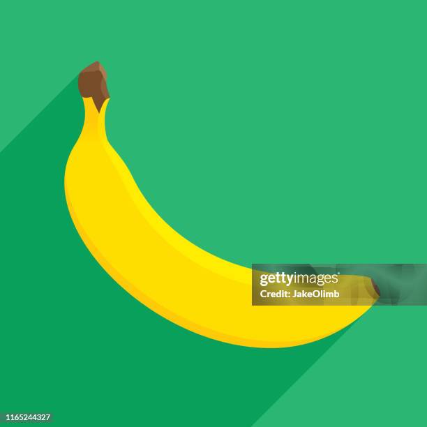 ilustraciones, imágenes clip art, dibujos animados e iconos de stock de banana icon flat - juicy