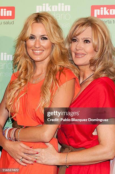 Carolina Cerezuela and her mother Maria Jose Gil attend 'Pikolin Charity Matress' presentation at Santo Mauro Hotel on June 16, 2011 in Madrid, Spain.