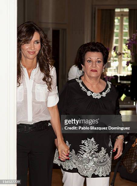 Arantxa del Sol and her mother attend 'Pikolin Charity Matress' presentation at Santo Mauro Hotel on June 16, 2011 in Madrid, Spain.