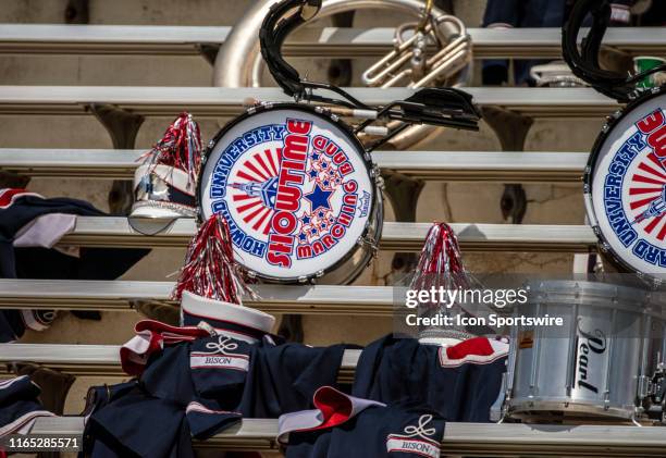 Howard band equipment during a football game between the University of Maryland and Howard University on August 31 at Capital One Field at Maryland...