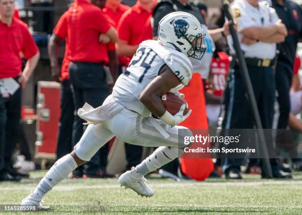 Howard defensive back Dominic Logan-Nealy moves up field during a football game between the University of Maryland and Howard University on August 31...