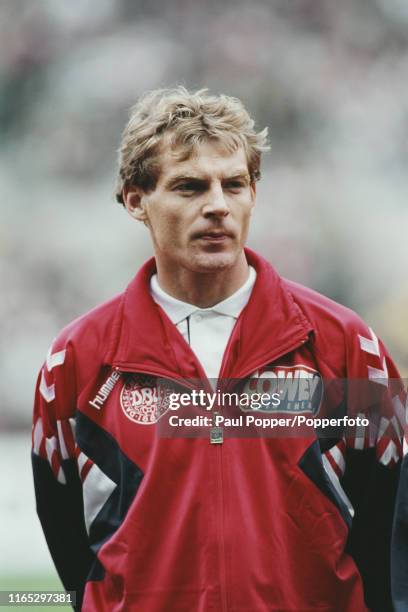 Danish professional footballer Lars Elstrup, striker with Odense Boldklub, pictured prior to playing for Denmark in a 1994 FIFA World Cup group 3...