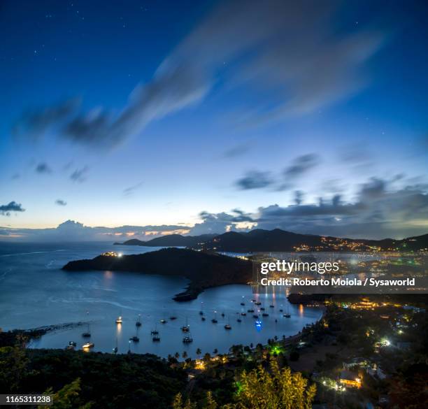 english harbour from shirley heights, antigua - east africa photos et images de collection