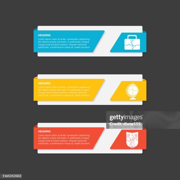 back to school icons on 3d ribbon banners - term stock illustrations