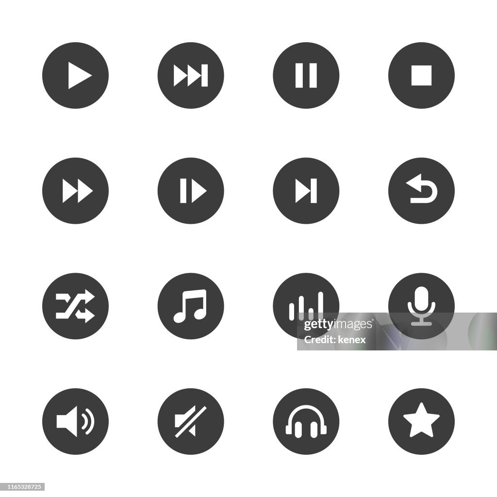Multimedia- und Audio-Icons-Set