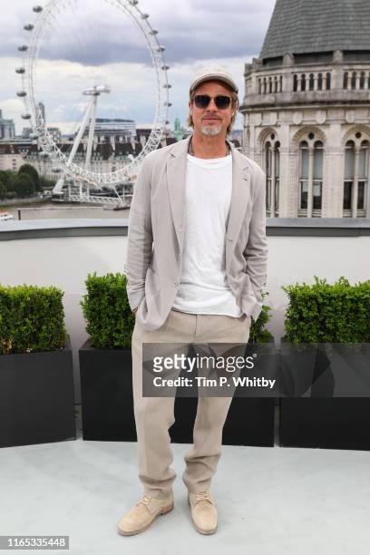 Brad Pitt attends the Once Upon A Time…In Hollywood Photocall in London at The Corinthia Hotel on July 31, 2019 in London, England.