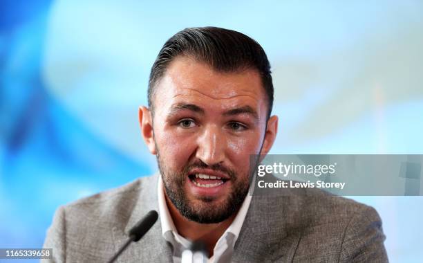 Hughie Fury faces the media to announce that he will fight Alexander Povetkin in London on Saturday August 31 during a press conference on July 31,...