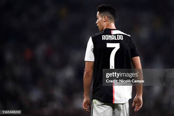 Cristiano Ronaldo of Juventus FC looks on during the Serie A football match between Juventus FC and SSC Napoli. Juventus FC won 4-3 over SSC Napoli.