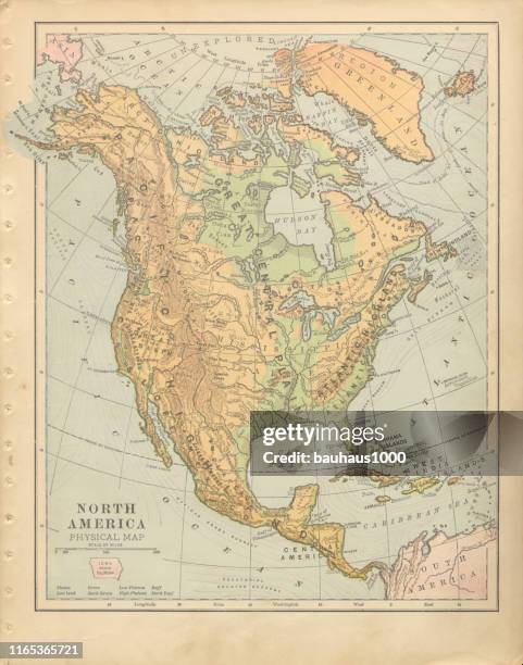 north america political antique victorian engraved colored map, 1899 - haiti map stock illustrations
