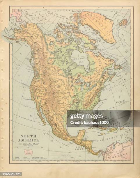 north america political antique victorian engraved colored map, 1899 - historical united states stock illustrations