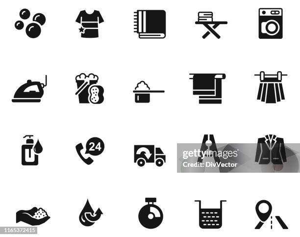 laundry icons - washer and dryer stock illustrations