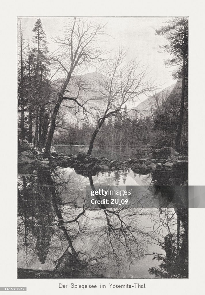 Mirror Lake, Yosemite Valley, California, USA, photograph, published in 1896