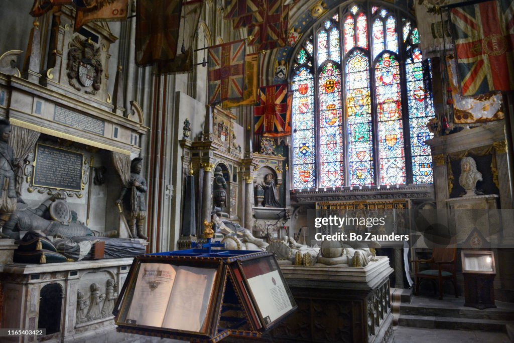 Saint Michael's Chapel, also called Warriors Chapel, in the south west transept of Canterbury Cathedral, in Kent, England.