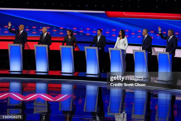Democratic presidential candidate Sen. Cory Booker , former Vice President Joe Biden, Sen. Kamala Harris , former tech executive Andrew Yang, Rep....