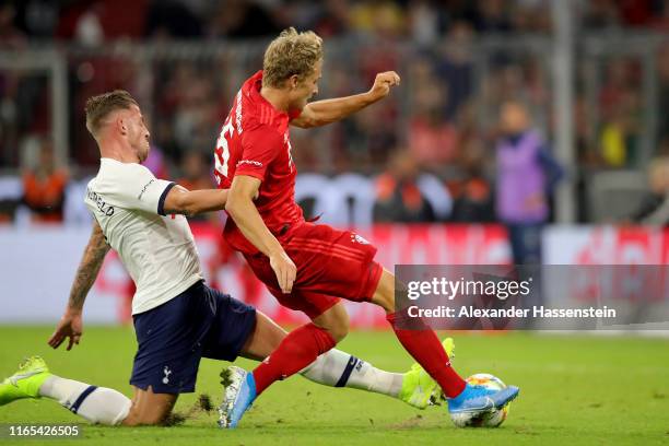 Fiete Arp of Muenchen scores the 1st team goal during the Audi Cup 2019 final match between Tottenham Hotspur and Bayern Muenchen at Allianz Arena on...