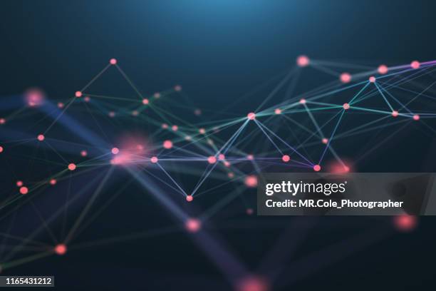 3d illustration technology abstract background,futuristic digital landscape data analysis wave  .background for business, science and technology - interface dots imagens e fotografias de stock