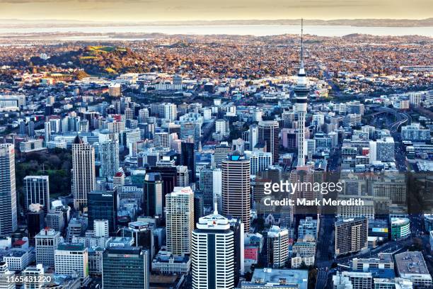 auckland cbd from above - auckland stock pictures, royalty-free photos & images