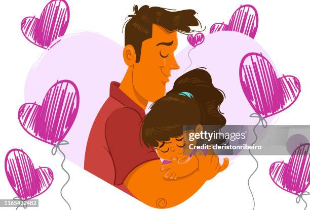 the hug - pansy stock illustrations