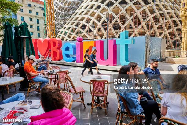 relaxing at beirut souks - beirut city stock pictures, royalty-free photos & images