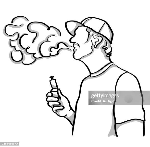 vaping versus smoking tobacco - versus stock illustrations