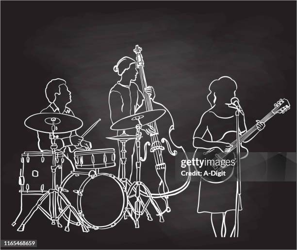 garage band chalkboard - garage band stock illustrations