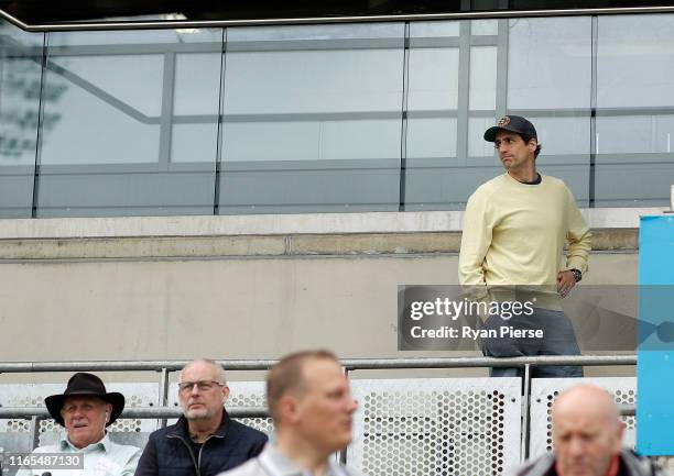 Australian Comedian Andy Lee is seen near the Australian dressing rooms during Day One of the 1st Specsavers Ashes Test between England and Australia...