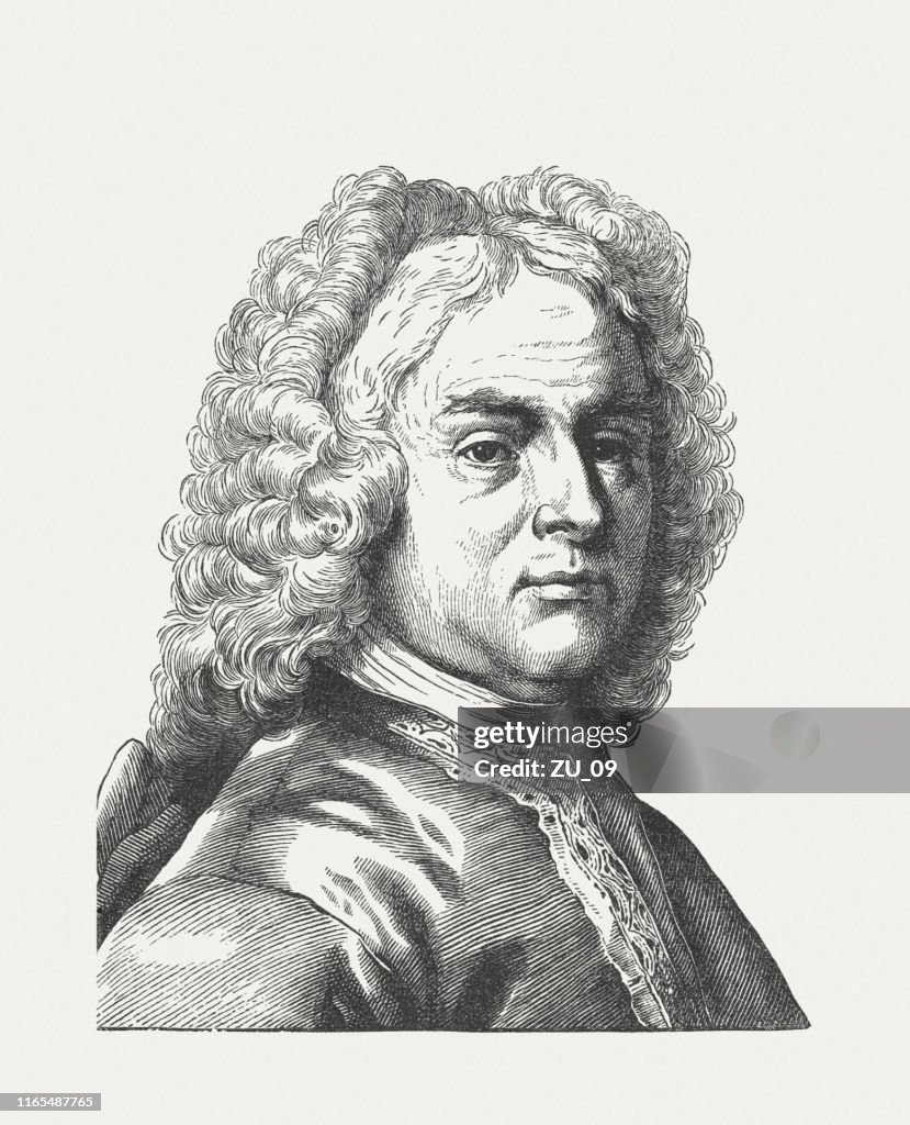 Georg Friedrich Händel (1685–1759), deutsch-britischer Komponist, Holzstich, erschienen 1895