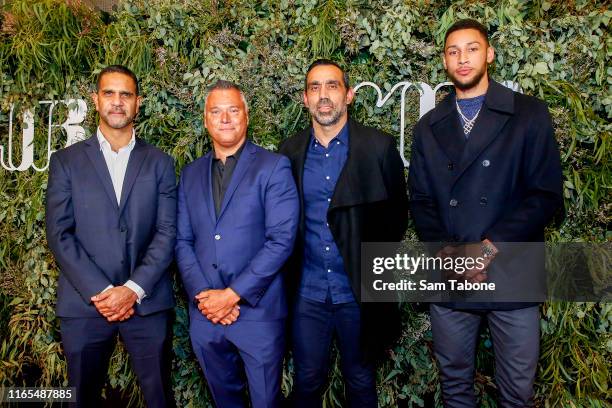 Michael O'Loughlin, Stan Grant, Adam Goodes and Ben Simmons arrive at the world premiere of Adam Goodes' "The Australian Dream" on opening night of...