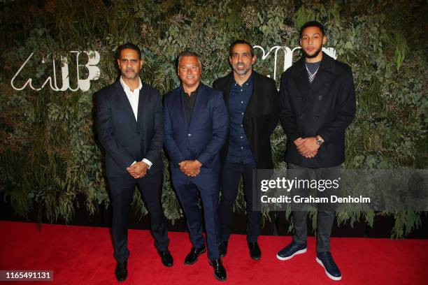 Michael O'Loughlin, Stan Grant, Adam Goodes and Ben Simmons arrive at the world premiere of Adam Goodes' "The Australian Dream" on opening night of...