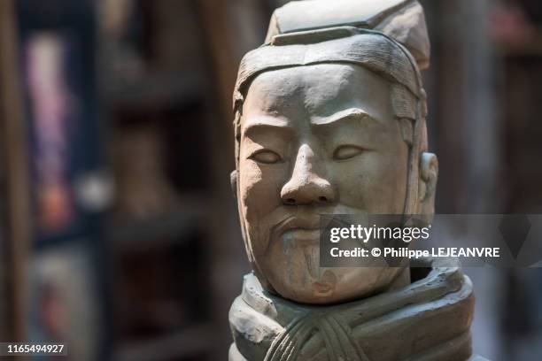 terracotta warrior statue in xi'an - mausoleum of the first qin emperor stock pictures, royalty-free photos & images