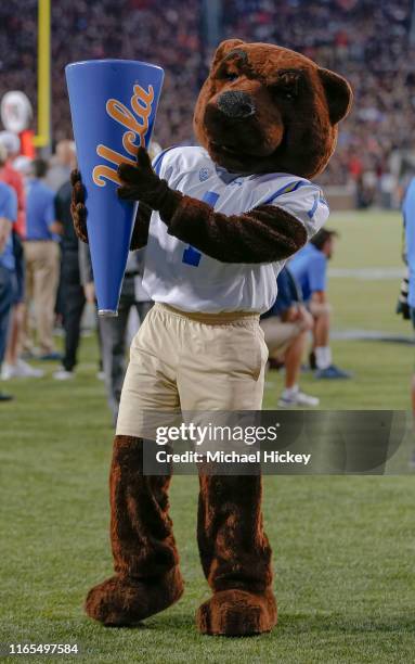 The UCLA Bruins mascot is seen on the sidelines during the game against the Cincinnati Bearcats at Nippert Stadium on August 29, 2019 in Cincinnati,...