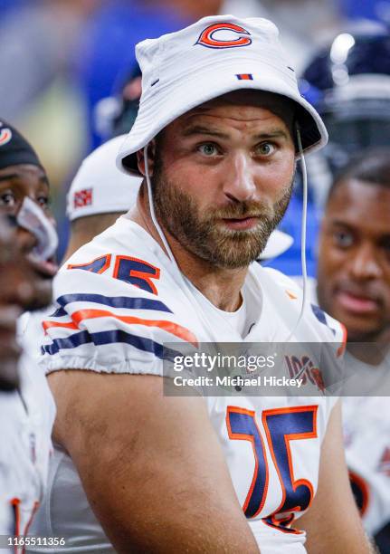 Kyle Long of the Chicago Bears is seen during the game against the Indianapolis Colts at Lucas Oil Stadium on August 24, 2019 in Indianapolis,...