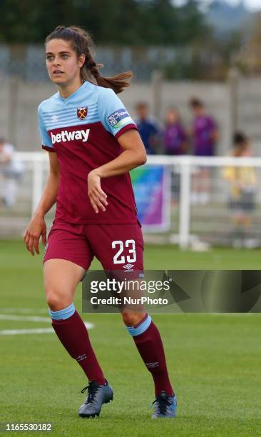 Tessel Middag of West Ham United WFC during Friendly match between West Ham United Women and Tottenham Hotspur at Rush Green Stadium on September 01,...