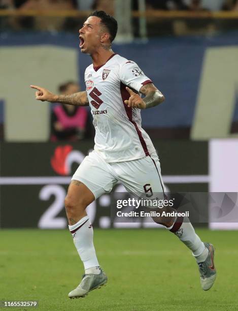 Armando Izzo of Torino FC celebrates his goal during the Serie A match between Atalanta BC and Torino FC at Stadio Ennio Tardini on September 1, 2019...