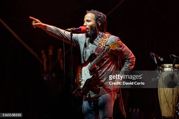 Ziggy Marley performing on the Open Air Stage at Womad, Charlton Park, Malmesbury, United Kingdom on 26 July 2019.