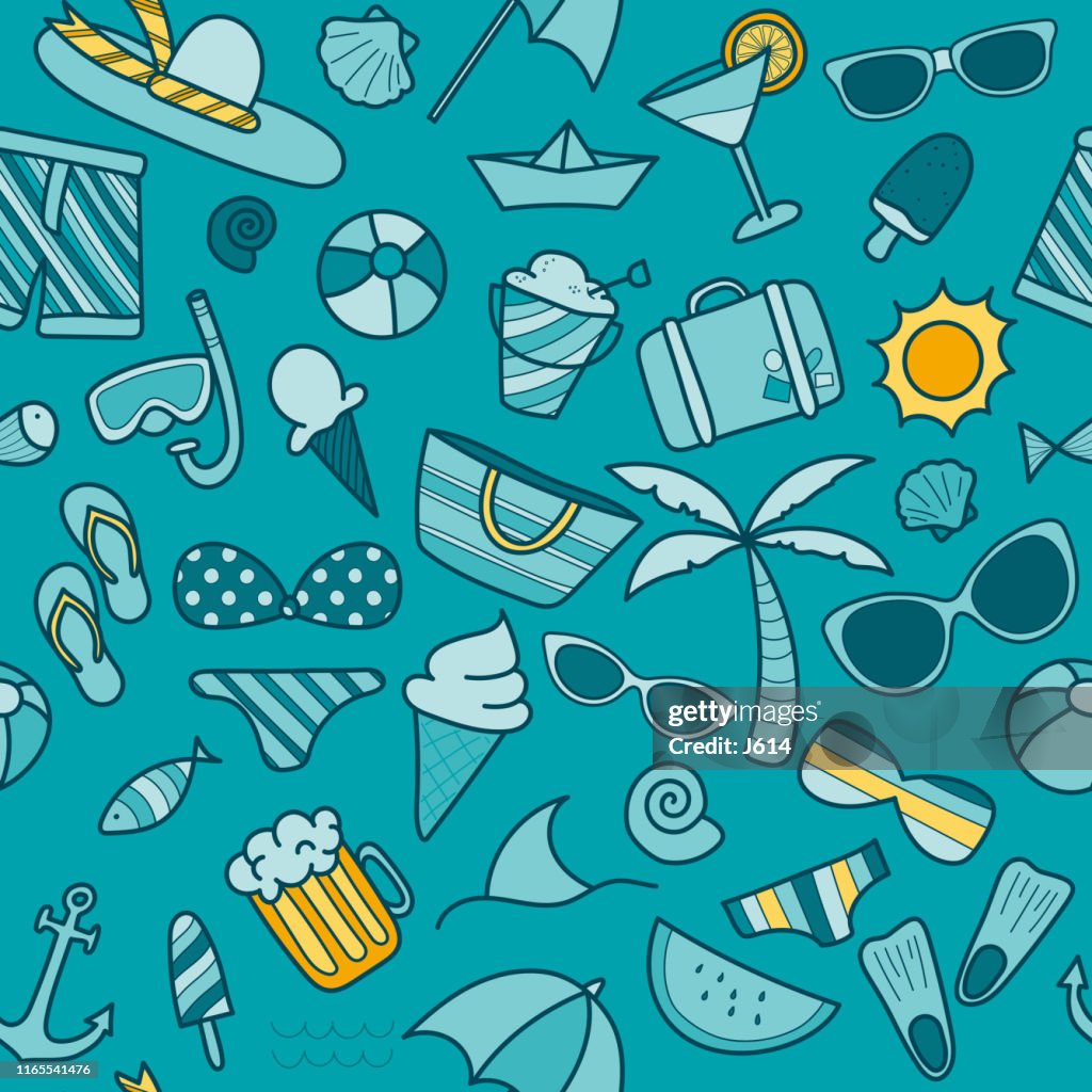 Beach Seamless Pattern High-Res Vector Graphic - Getty Images