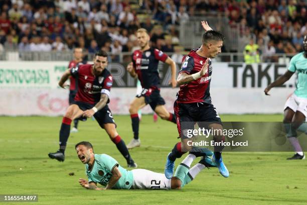 Fabio Pisacane of Cagliari in action during the Serie A match between Cagliari Calcio and FC Internazionale at Sardegna Arena on September 1, 2019 in...