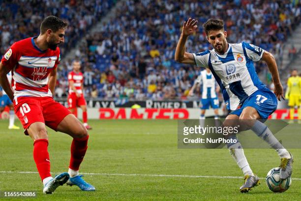 Antonio Puertas and Didac Vila during the match between RCD Espanyol and Granada CF, corresponding to the week 3 of the Liga Santander, played at the...