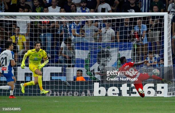 Azeez scores during the match between RCD Espanyol and Granada CF, corresponding to the week 3 of the Liga Santander, played at the RCDE Stadium, on...