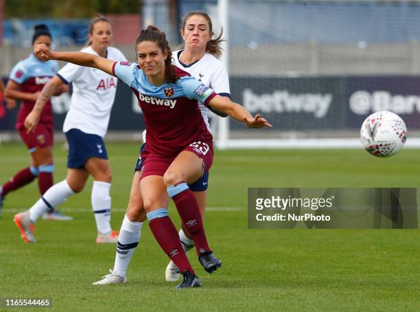 Tessel Middag of West Ham United WFC during Friendly match between West Ham United Women and Tottenham Hotspur at Rush Green Stadium on September 01,...
