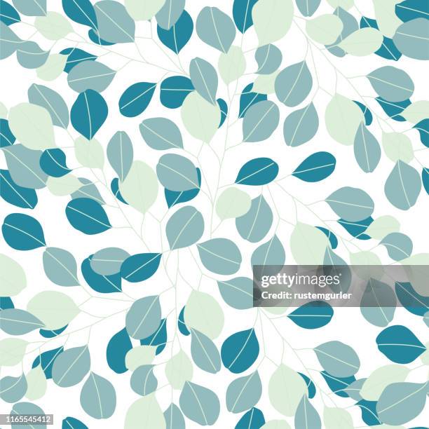 leaves seamless pattern - eucalyptus leaf stock illustrations