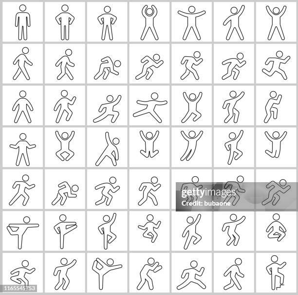 people in motion active lifestyle vector icon set - standing stock illustrations