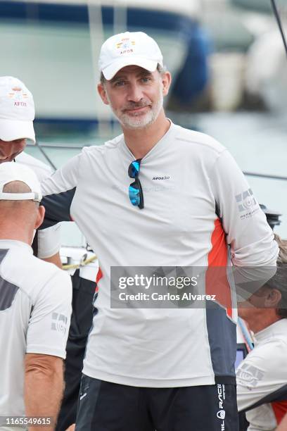 King Felipe VI of Spain attends the 38th Copa del Rey Mapfre Sailing Cup on August 01, 2019 in Palma de Mallorca, Spain.