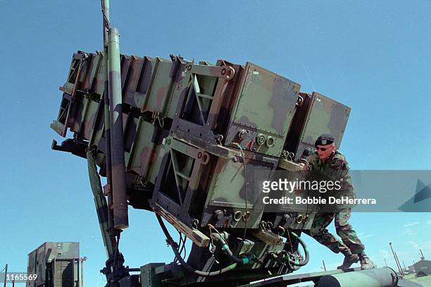 Soldier from Fort Bliss trains on Patriot Missile System operations September 21, 2001 in Texas. The troops complete an eleven week course prior to...