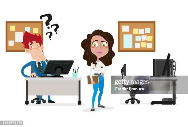 working in the company office - escritorio stock illustrations